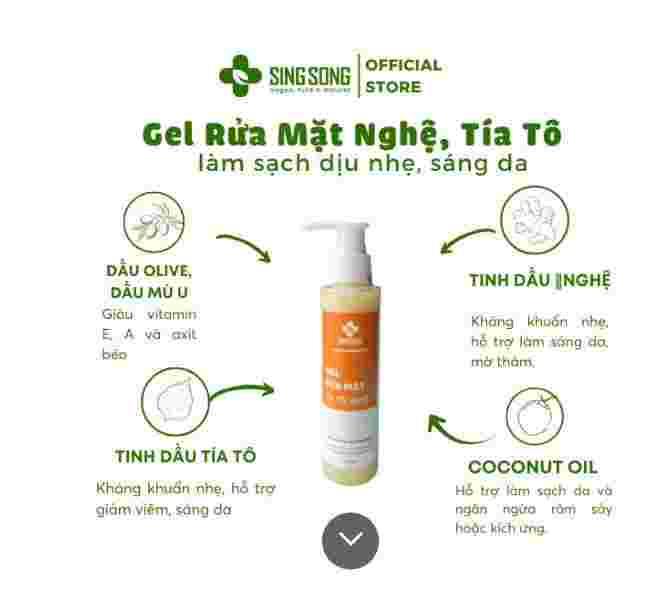 Gel rửa mặt nghệ, tía tô 150ml